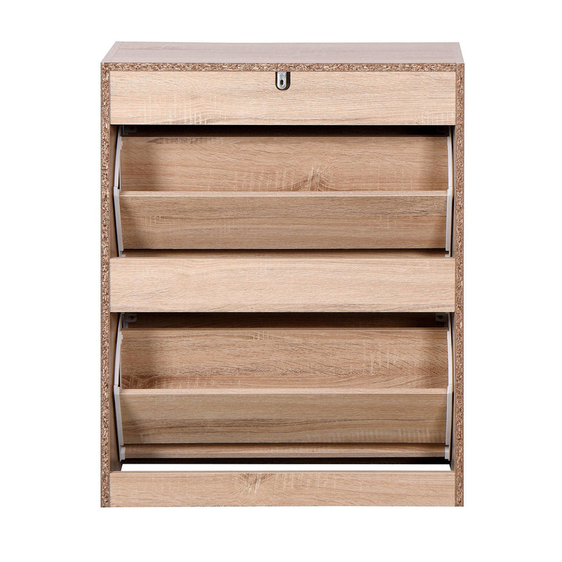 WoodenShoe Cabinet for Entryway, WhiteShoeStorage Cabinet with 2 Flip Doors 20.94x9.45x43.11 inch