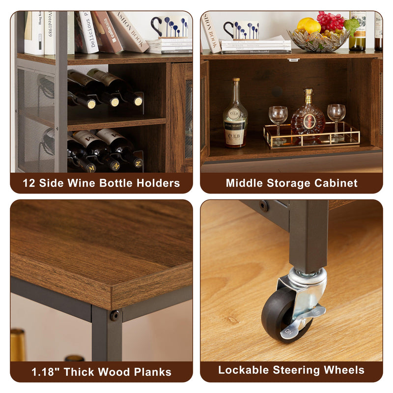 Wine shelf table,Modern wine bar cabinet, console table, bar table, TV cabinet, sideboard withStorage compartment, can be used in living room, dining room, kitchen, entryway, hallway. Hazelnut Brown - Urban Living Furniture (Los Angeles, CA)