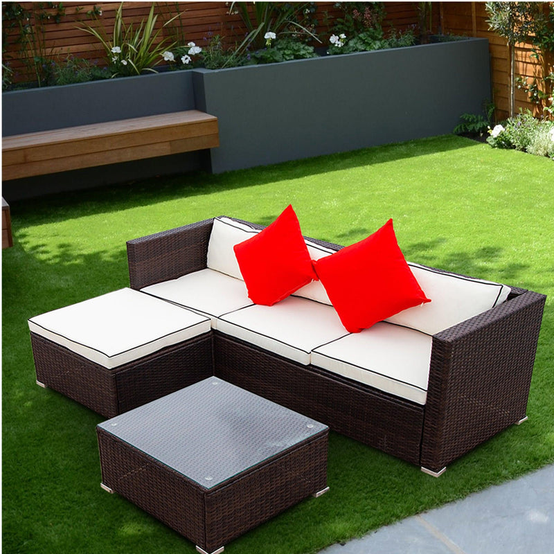 3 Piece Patio Sectional Wicker Rattan Outdoor Furniture Sofa Set - Urban Living Furniture (Los Angeles, CA)