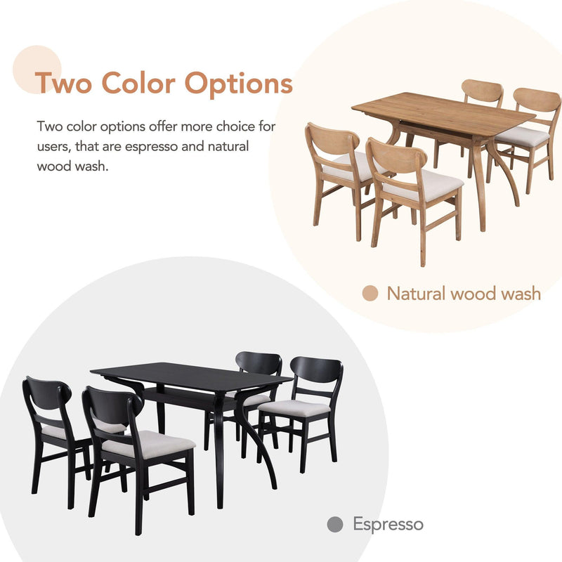 Elegant Rubber Wood Frame Dining Table Set with Special-shape LegsStorage Space MDF Board Tabletop Soft Cushion Chairs (Espresso) - Urban Living Furniture (Los Angeles, CA)