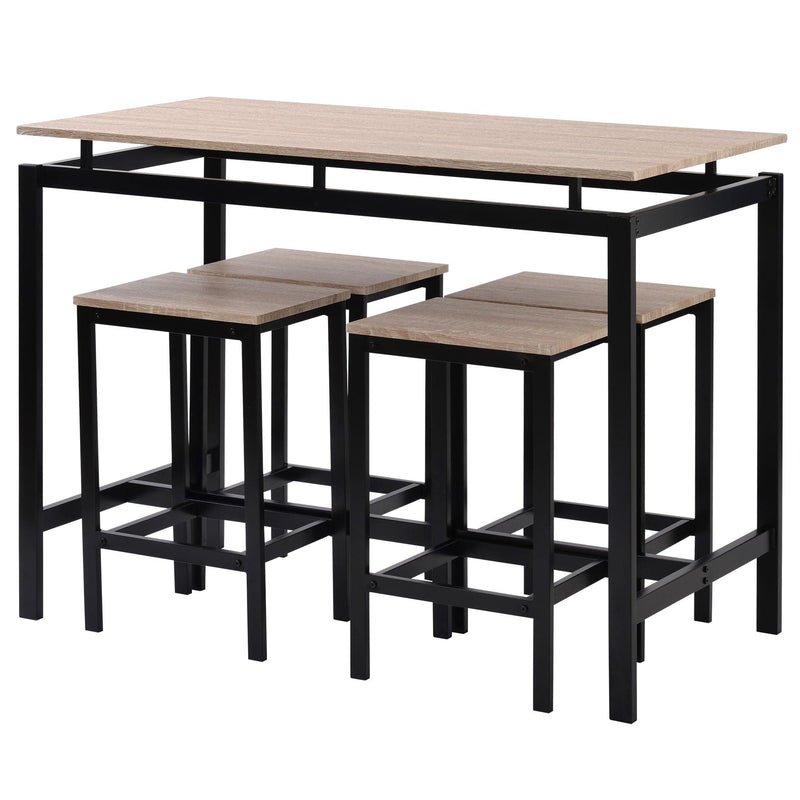 5-Piece Kitchen Counter Height Table Set, Industrial Dining Table with 4 Chairs (Oak) - Urban Living Furniture (Los Angeles, CA)