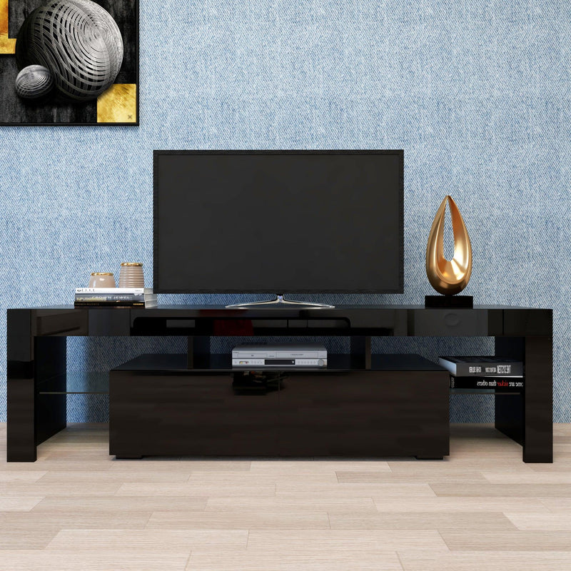 Modern Black TV Stand, 20 Colors LED TV Stand w/Remote Control Lights - Urban Living Furniture (Los Angeles, CA)