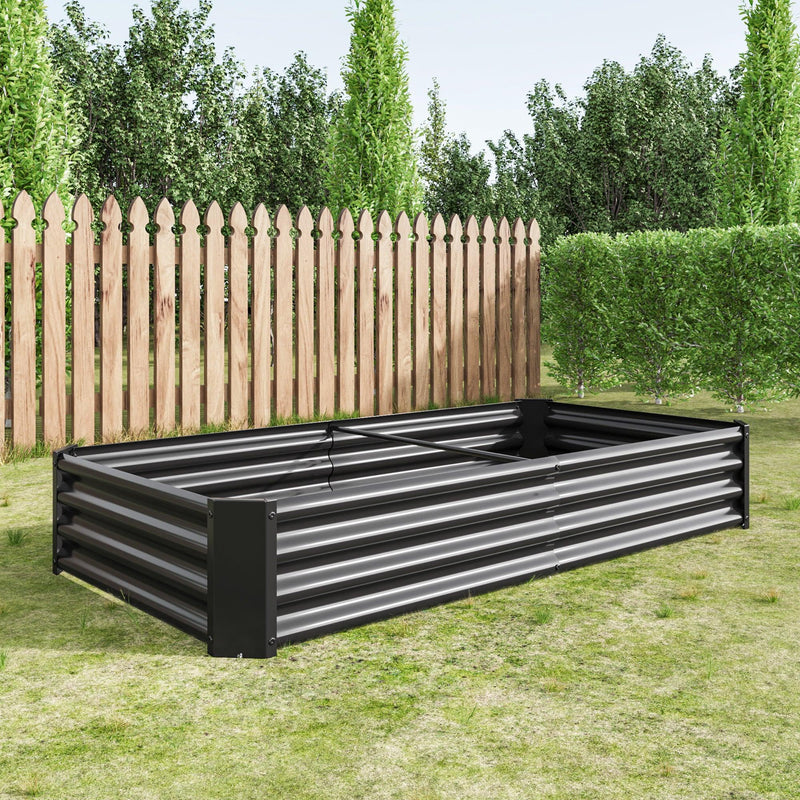 Raised Garden Bed Outdoor, 6×3×1ft , Metal Raised  Rectangle Planter Beds for Plants, Vegetables, and Flowers - Black - Urban Living Furniture (Los Angeles, CA)