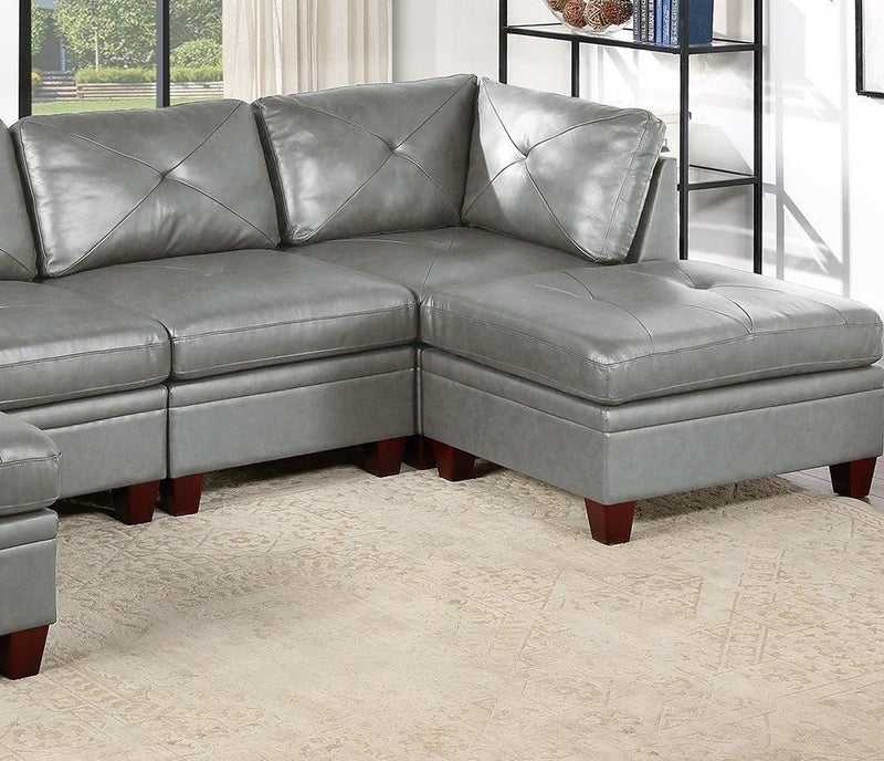 Genuine Leather Sectional Sofa Chair Ottomans 6pc Set Grey Tufted Couch Living Room Furniture - Urban Living Furniture (Los Angeles, CA)