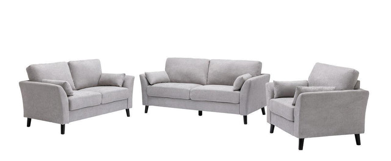 Damian Light Gray Velvet Fabric Sofa Loveseat Chair Living Room Set - Urban Living Furniture (Los Angeles, CA)