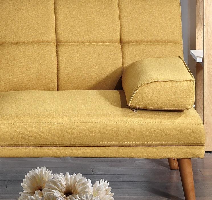 Mustard Polyfiber Adjustable Tufted Sofa Living Room Solid wood Legs Comfort Couch - Urban Living Furniture (Los Angeles, CA)