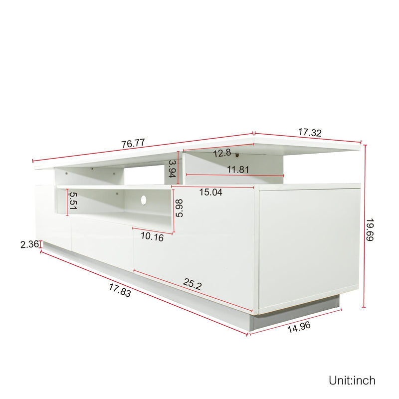 Modern White TV Stand, 20 Colors LED TV Stand w/Remote Control Lights - Urban Living Furniture (Los Angeles, CA)