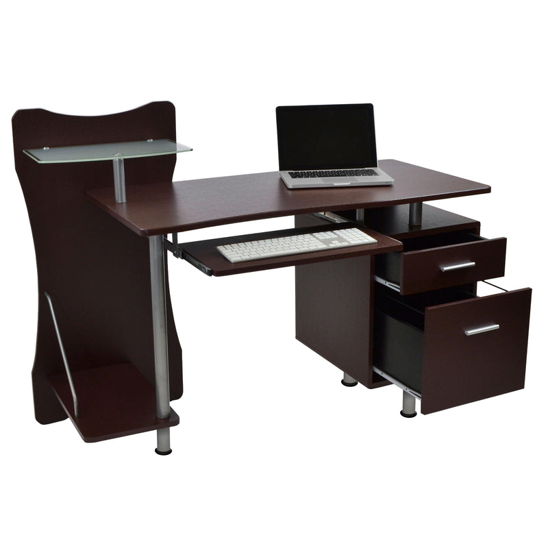 Techni Mobili Stylish Computer Desk withStorage, Chocolate - Urban Living Furniture (Los Angeles, CA)