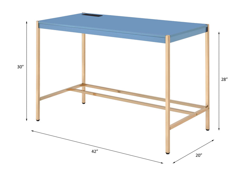 ACME Midriaks Writing Desk w/USB Port in Navy Blue & Gold Finish OF00022 - Urban Living Furniture (Los Angeles, CA)