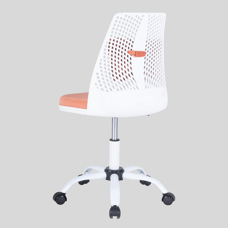 Office Task Desk Chair Swivel Home Comfort Chairs,Adjustable Height with ample lumbar support,White+Orange