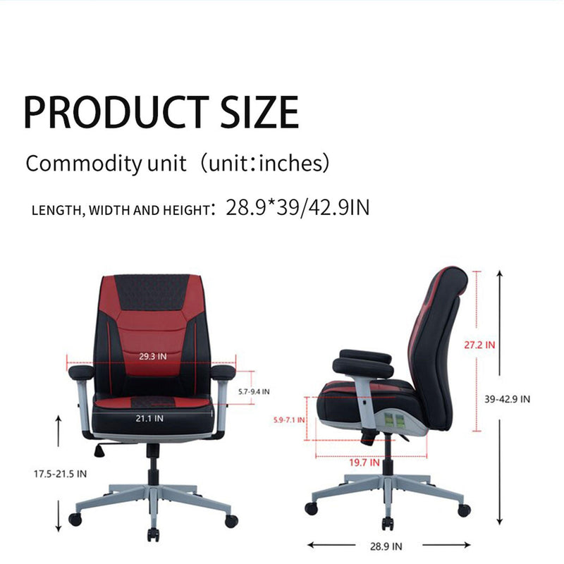 Office Desk Chair, Air Cushion Mid Back Ergonomic Managerial Executive Chairs, Headrest and Lumbar Support Desk Chairs with Wheels and Armrest, Black/Burgundy