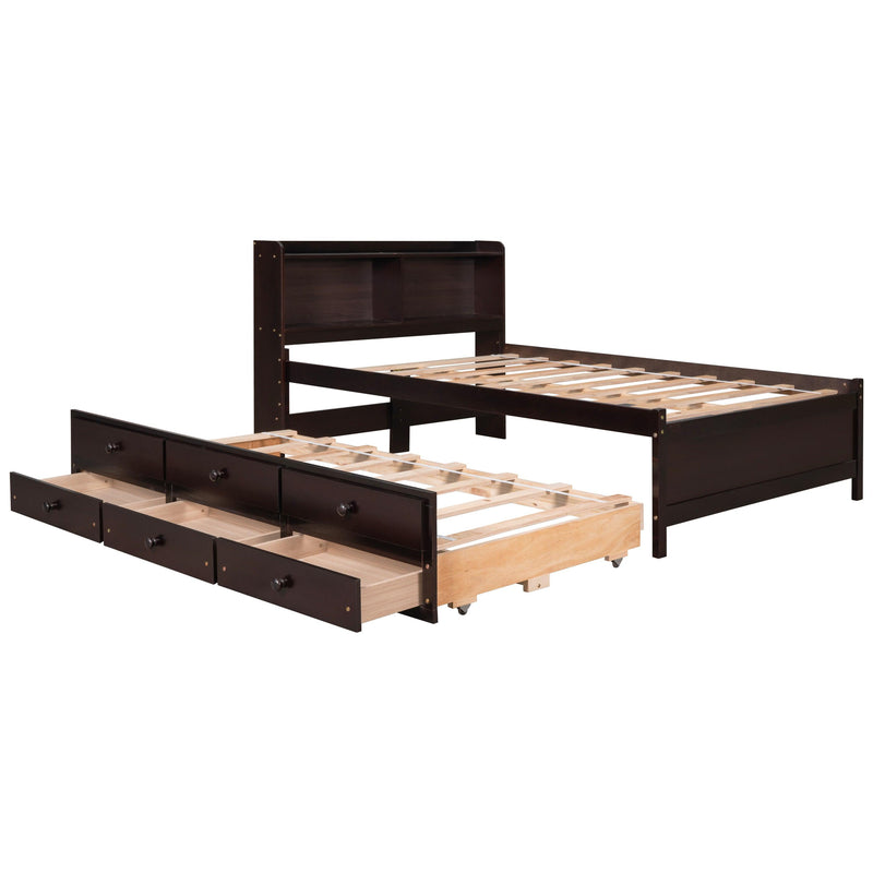 Full Bed with Bookcase,Twin Trundle,Drawers,Espresso - Urban Living Furniture (Los Angeles, CA)