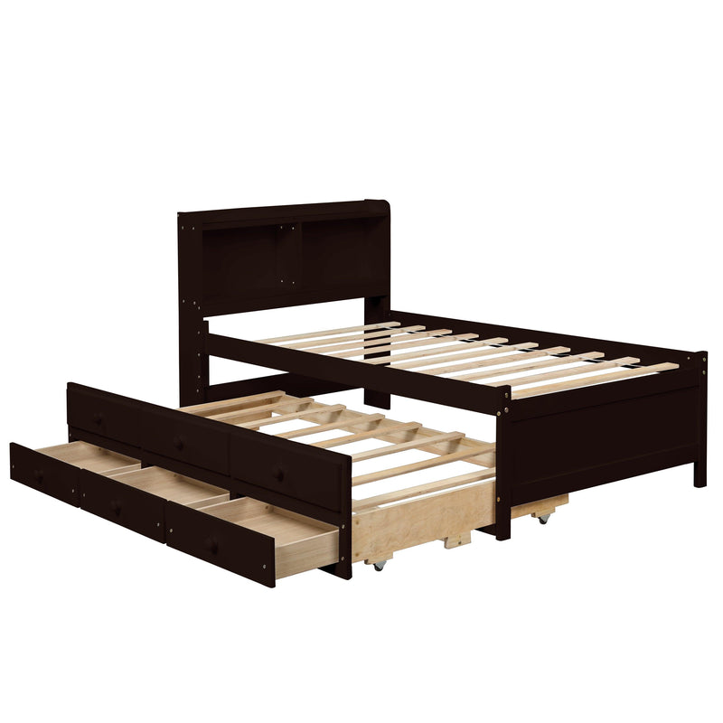 Full Bed with Bookcase,Twin Trundle,Drawers,Espresso - Urban Living Furniture (Los Angeles, CA)