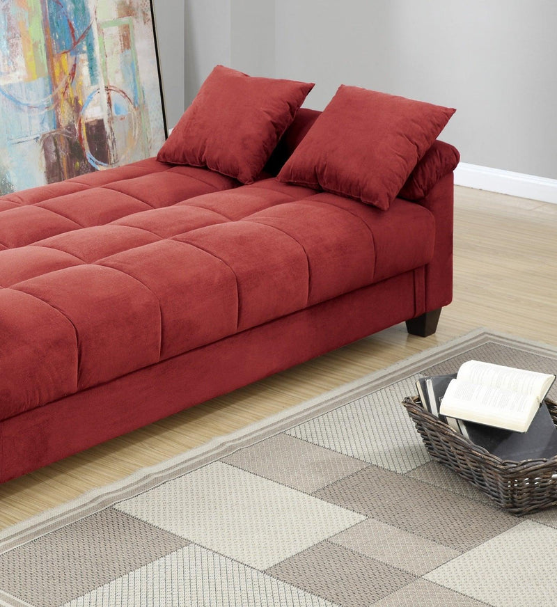 Contemporary Living Room Adjustable Sofa Red Color Microfiber PlushStorage Couch 1pc Futon Sofa w Pillows - Urban Living Furniture (Los Angeles, CA)