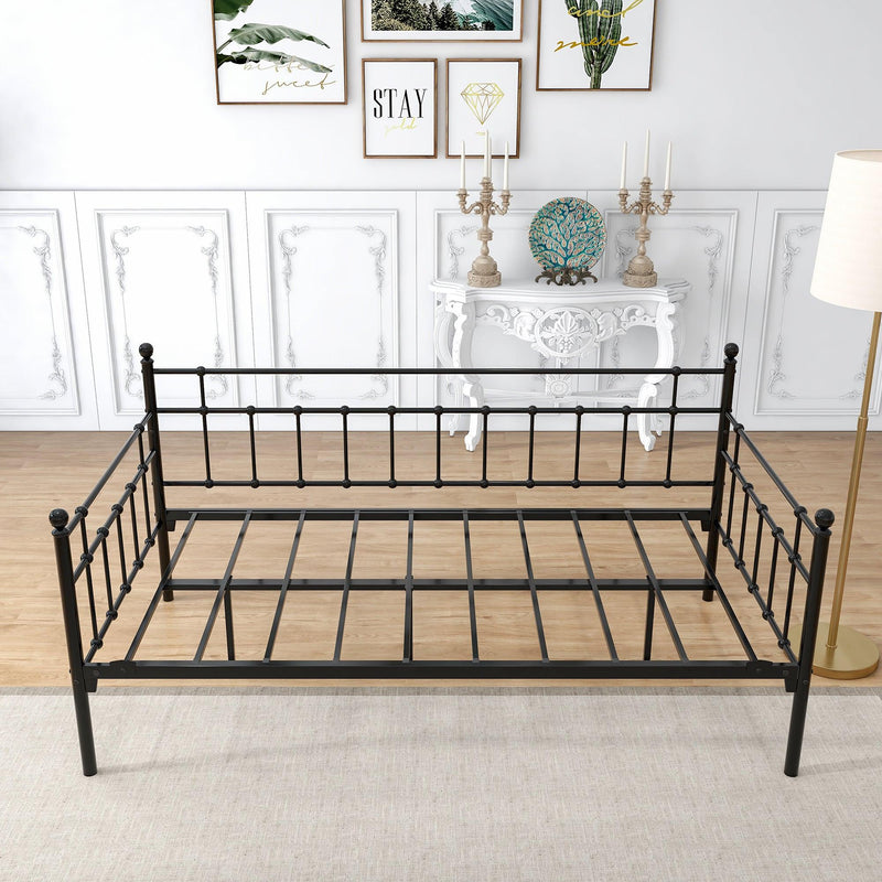 Daybed Frame Twin Size Multifunctional Metal Platform with Headboard Victorian Style, Bed Sofa  for Guest Living Room, Twin, Black - Urban Living Furniture (Los Angeles, CA)