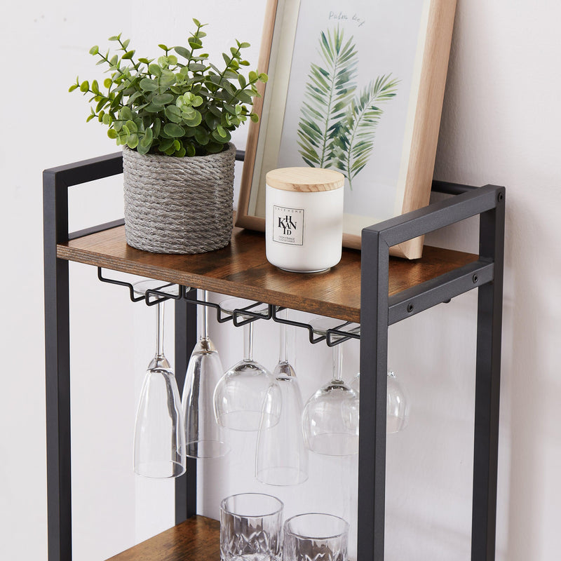 Bar table and stool set with 2 bar stools, with bottle holder, glass holder and side organizer, multifunctional high bar table with space for 8 bottles and 9 glasses. - Urban Living Furniture (Los Angeles, CA)