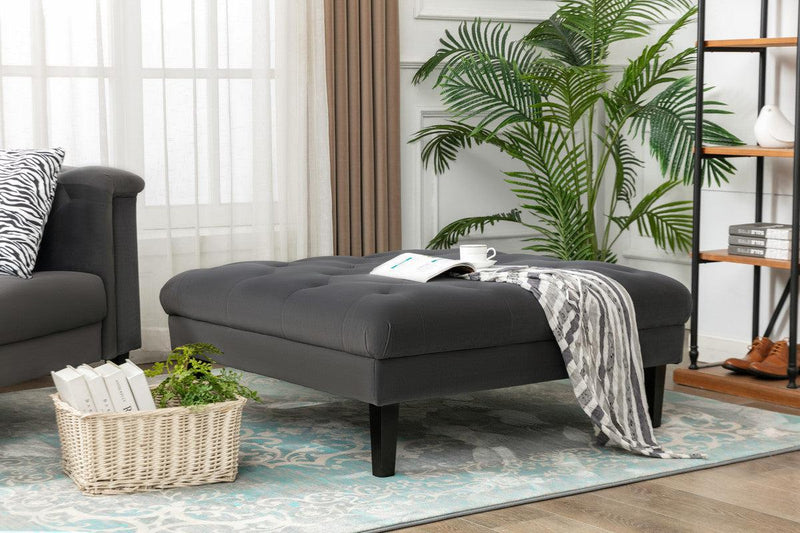 Mary Dark Gray Velvet Tufted Sofa Ottoman Living Room Set With 4 Accent Pillows - Urban Living Furniture (Los Angeles, CA)