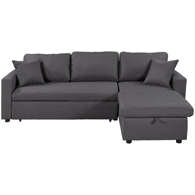 Upholstery  Sleeper Sectional Sofa Grey withStorage Space, 2 Tossing Cushions - Urban Living Furniture (Los Angeles, CA)