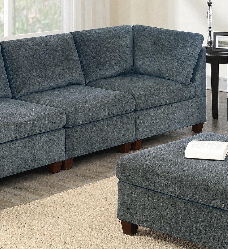 Living Room Furniture Grey Chenille Modular Sofa Set 8pc Set Large Family SofaModern Couch 4x Corner Wedge 3x Armless Chairs and 1x Ottoman Plywood