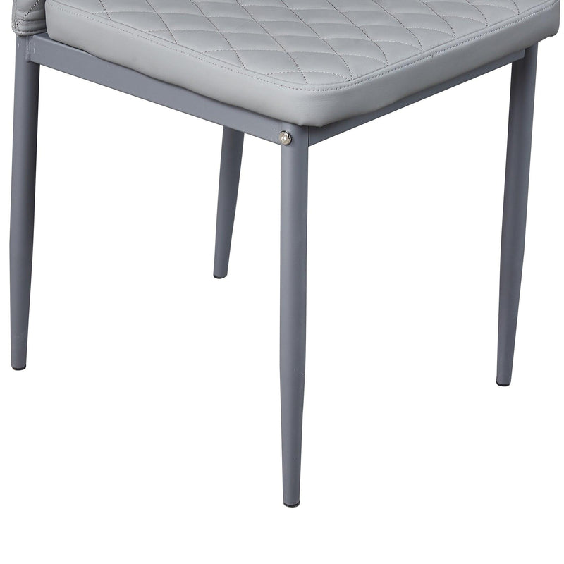 Light GrayModern minimalist dining chair leather sprayed metal pipe diamond grid pattern restaurant home conference chair set of 4 - Urban Living Furniture (Los Angeles, CA)