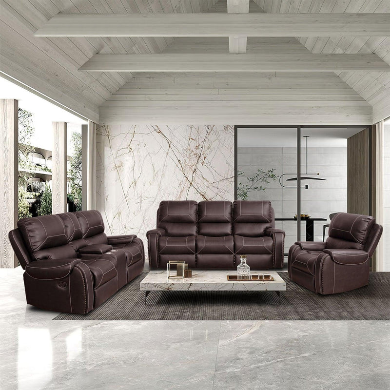 Faux Leather Reclining Sofa Couch Set 1+2+3 for Living Room Brown - Urban Living Furniture (Los Angeles, CA)