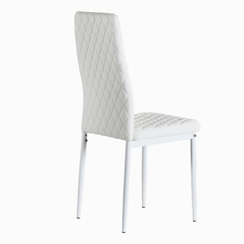 WhiteModern minimalist dining chair fireproof leather sprayed metal pipe diamond grid pattern restaurant home conference chair set of 4 - Urban Living Furniture (Los Angeles, CA)