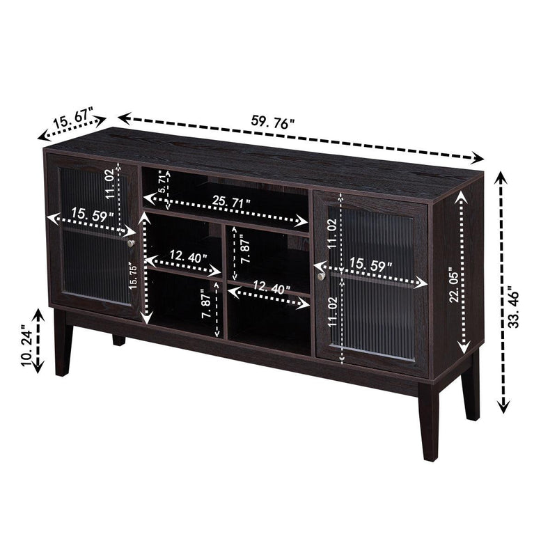 60" Wood TV Stand Console with 4 doors & Solid Wood Legs - Urban Living Furniture (Los Angeles, CA)