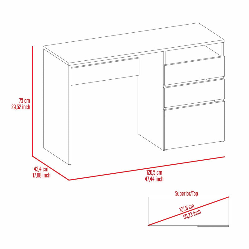 Waterbury 3-Drawer 1-Shelf Computer Desk Light Grey