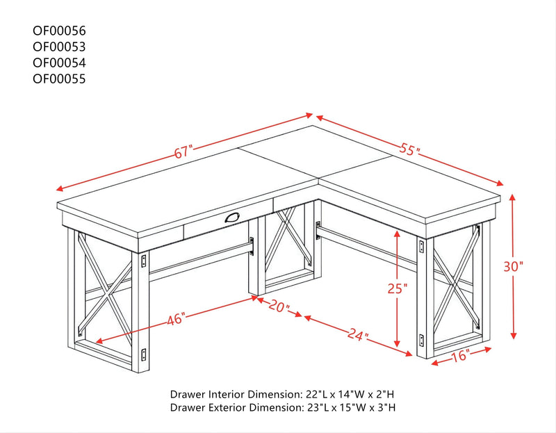 ACME Talmar Writing Desk w/Lift Top in Marble Top & Rustic Oak Finish OF00055 - Urban Living Furniture (Los Angeles, CA)