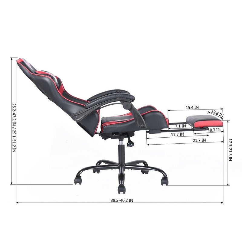 Gaming Office High Back Computer Leather Desk Mesh Ergonomic 180 Degrees Adjustable Swivel Task Chair with Headrest and Lumbar Support, & Footrest , Red - Urban Living Furniture (Los Angeles, CA)