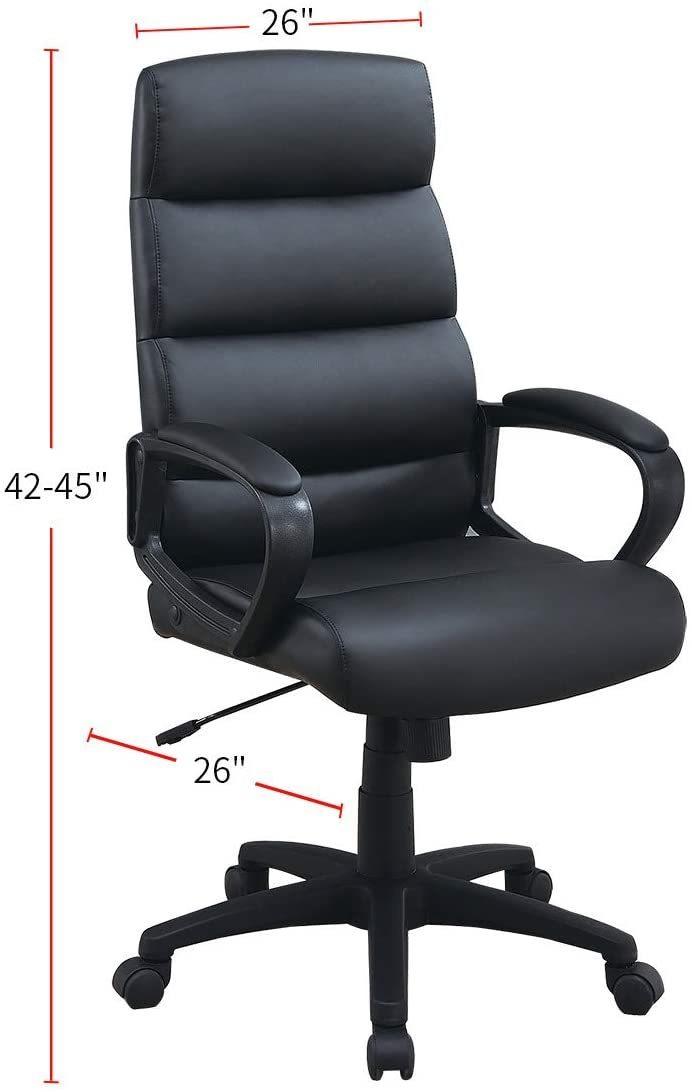 Black Faux leather Cushioned Upholstered 1pc Office Chair Adjustable Height Desk Chair Relax - Urban Living Furniture (Los Angeles, CA)