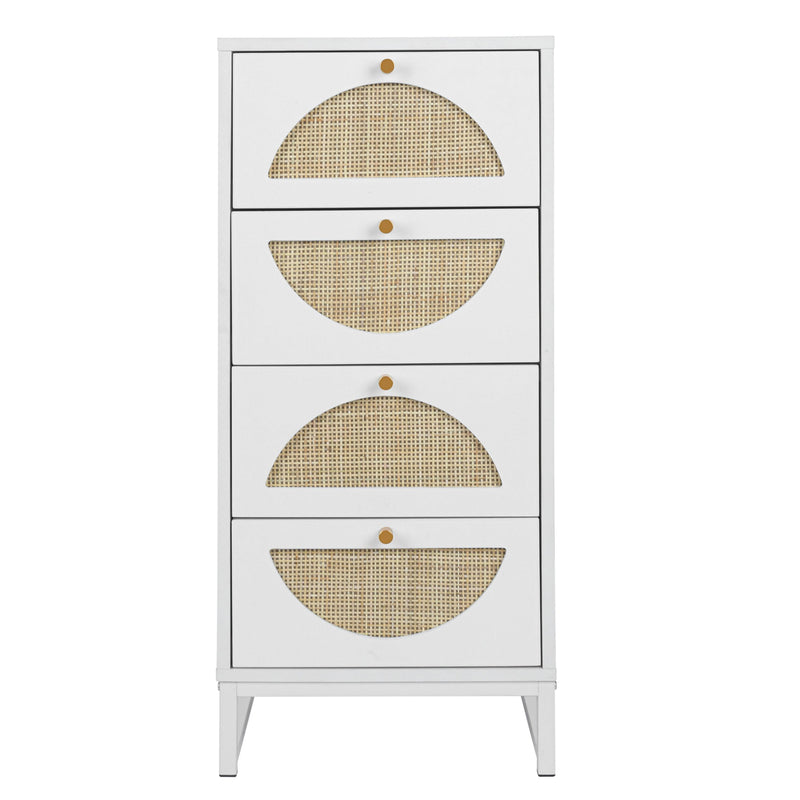 Natural rattan，4 drawer cabinet，Suitable for living room, bedroom and study，DiversifiedStorage