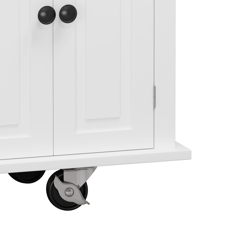 Kitchen Island Cart with TwoStorage Cabinets and Two Locking Wheels，43.31 Inch Width，4 Door Cabinet and Two Drawers，Spice Rack, Towel Rack （White） - Urban Living Furniture (Los Angeles, CA)