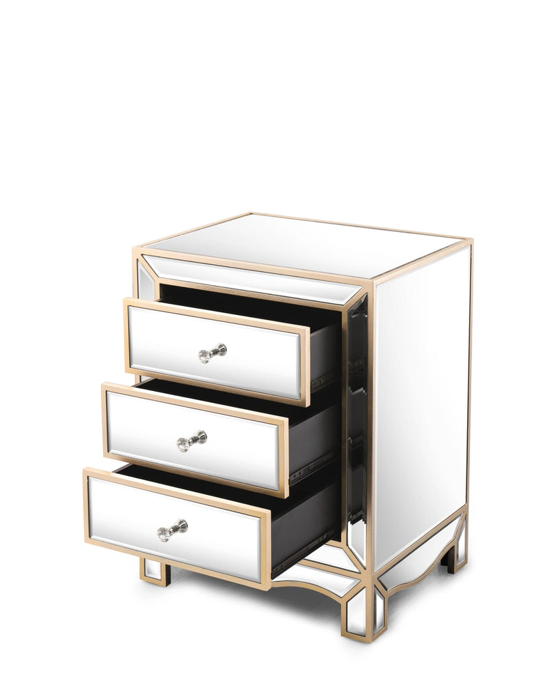 W 19.7" X D 15" X H 26" Champagne mirror three extraction cabinet, multifunctional bedside table - Urban Living Furniture (Los Angeles, CA)