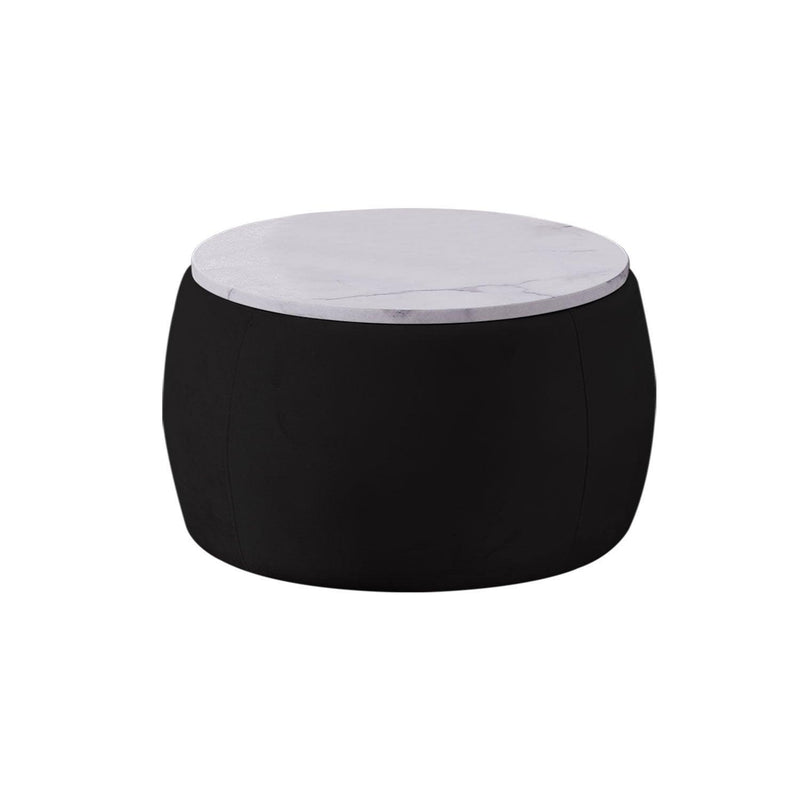 Round Ottoman withStorage for Living Room - Coffee Table, Foot Rest, Footstool, End Table - with Reversible Lid Tray, Black