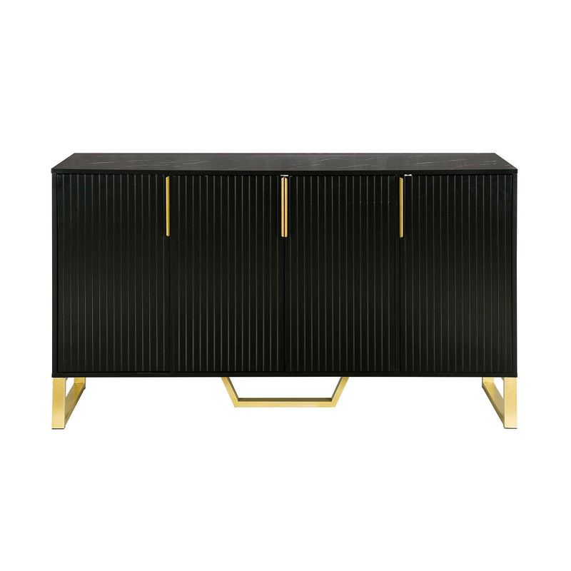 Modern sideboard with Four Doors, Metal handles & Legs and Adjustable Shelves Kitchen Cabinet (Black) - Urban Living Furniture (Los Angeles, CA)