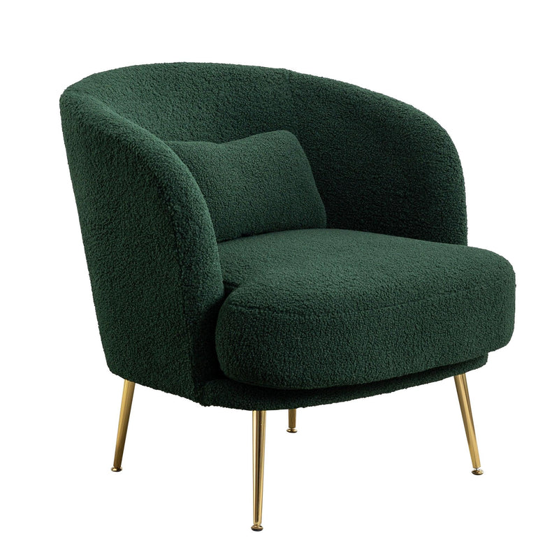 30.32"W Accent Chair Upholstered Curved Backrest Reading Chair Single Sofa Leisure Club Chair with Golden Adjustable Legs For Living Room Bedroom Dorm Room (Green Boucle) - Urban Living Furniture (Los Angeles, CA)