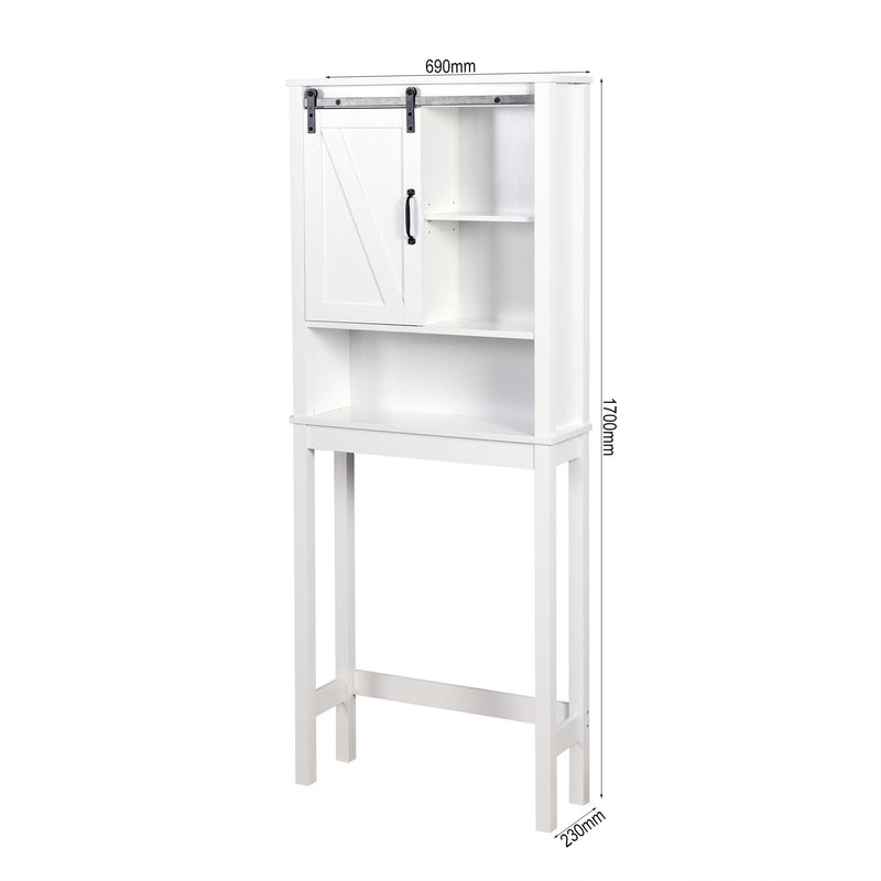 Over-the-ToiletStorage Cabinet, Space-Saving Bathroom Cabinet, with Adjustable Shelves and A Barn Door 27.16 x 9.06 x 67 inch - Urban Living Furniture (Los Angeles, CA)