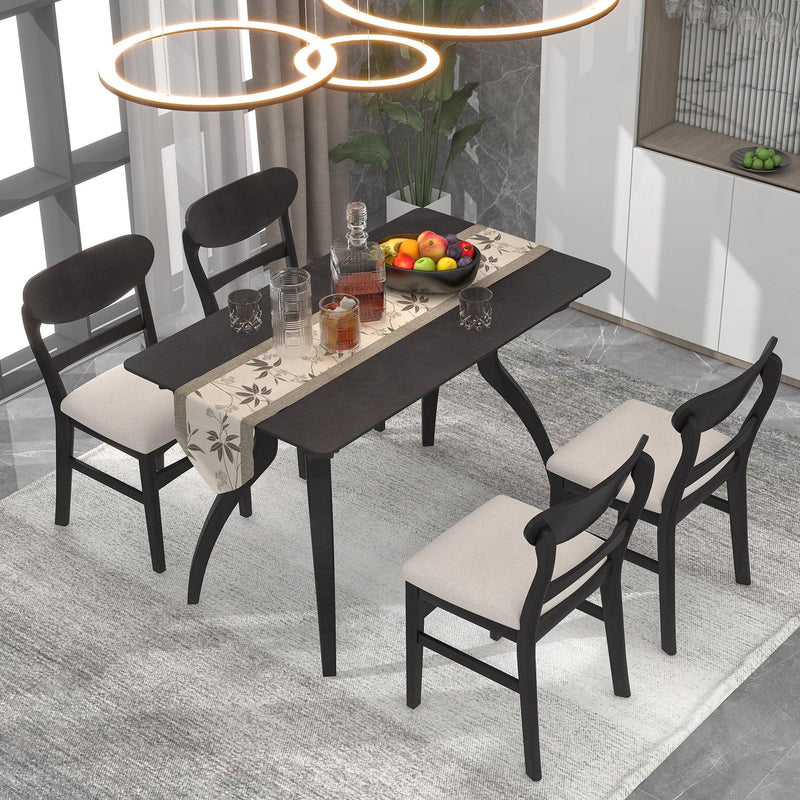 Elegant Rubber Wood Frame Dining Table Set with Special-shape LegsStorage Space MDF Board Tabletop Soft Cushion Chairs (Espresso) - Urban Living Furniture (Los Angeles, CA)