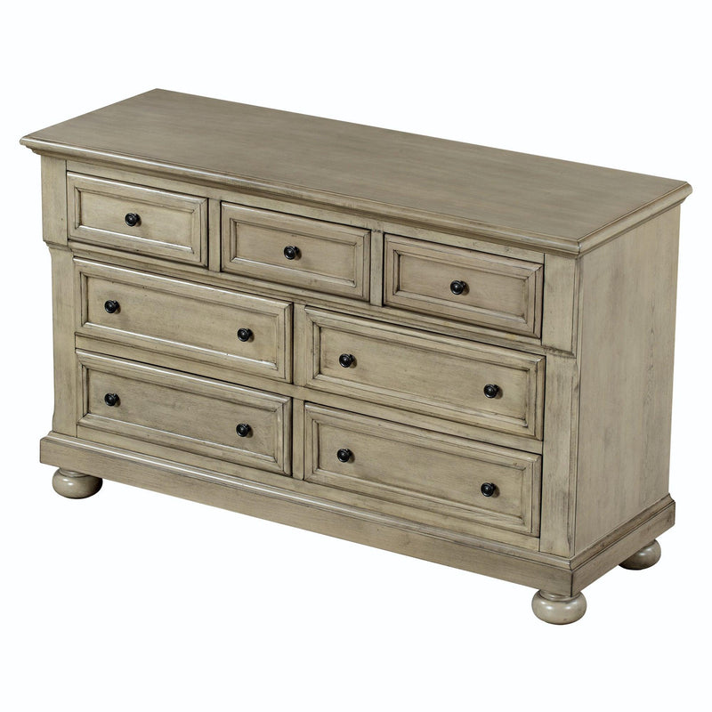 Solid Wood Seven-Drawer Dresser with Changing Topper for Nursery, Kid’s Room, Bedroom, Stone Gray