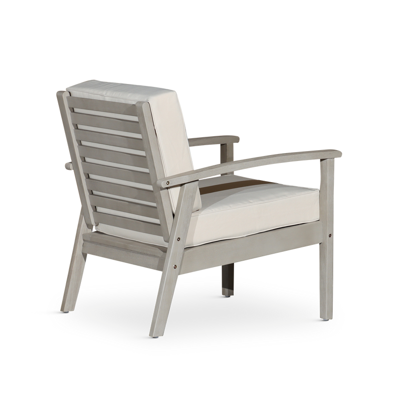 Deep Seat Eucalyptus Chair, Driftwood Gray Finish, Sand Cushions - Urban Living Furniture (Los Angeles, CA)