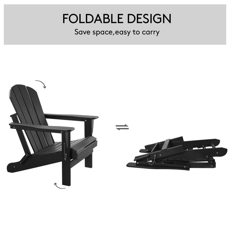 Folding Adirondack Chair Outdoor, Poly Lumber Weather Resistant Patio Chairs for Garden, Deck, Backyard, Lawn Furniture, Easy Maintenance & Classic Adirondack Chairs Design, Black - Urban Living Furniture (Los Angeles, CA)