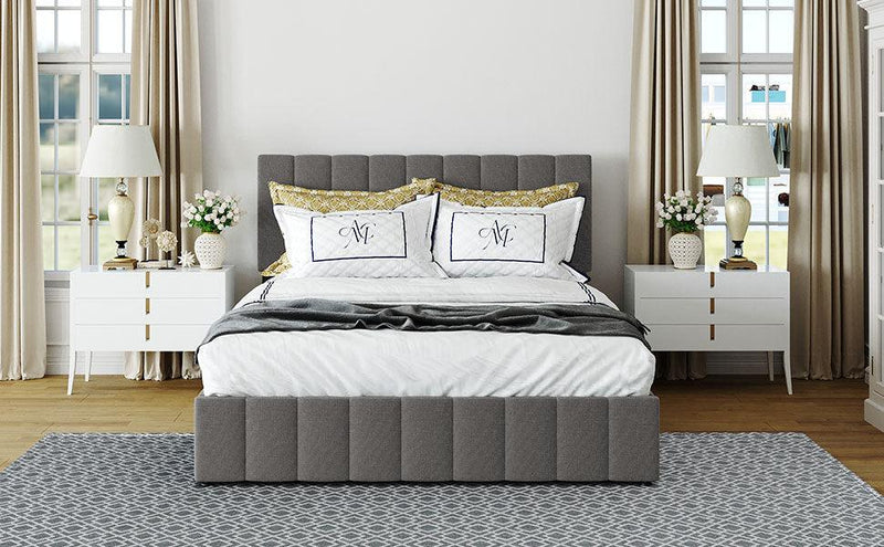 Queen size Upholstered Platform bed with a HydraulicStorage System - Gray - Urban Living Furniture (Los Angeles, CA)