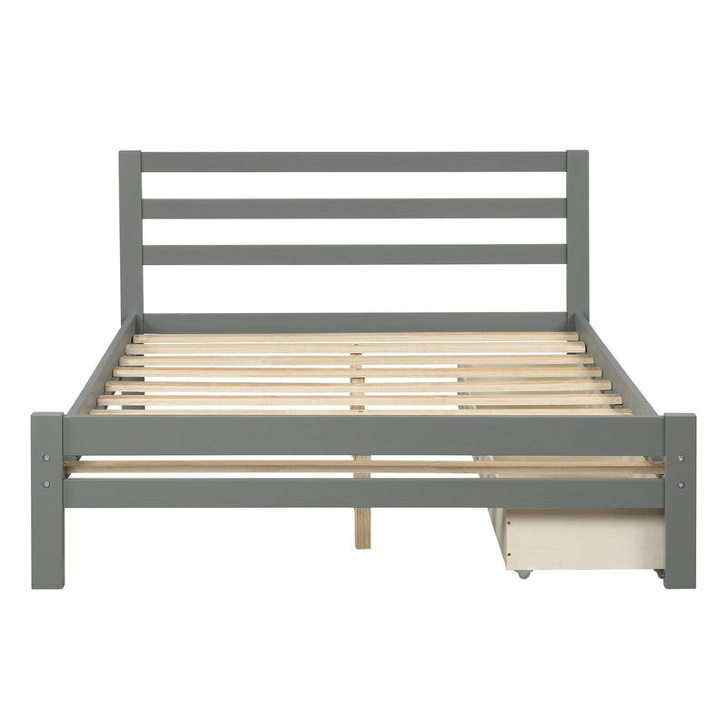 Wood platform bed with two drawers, full (gray) - Urban Living Furniture (Los Angeles, CA)