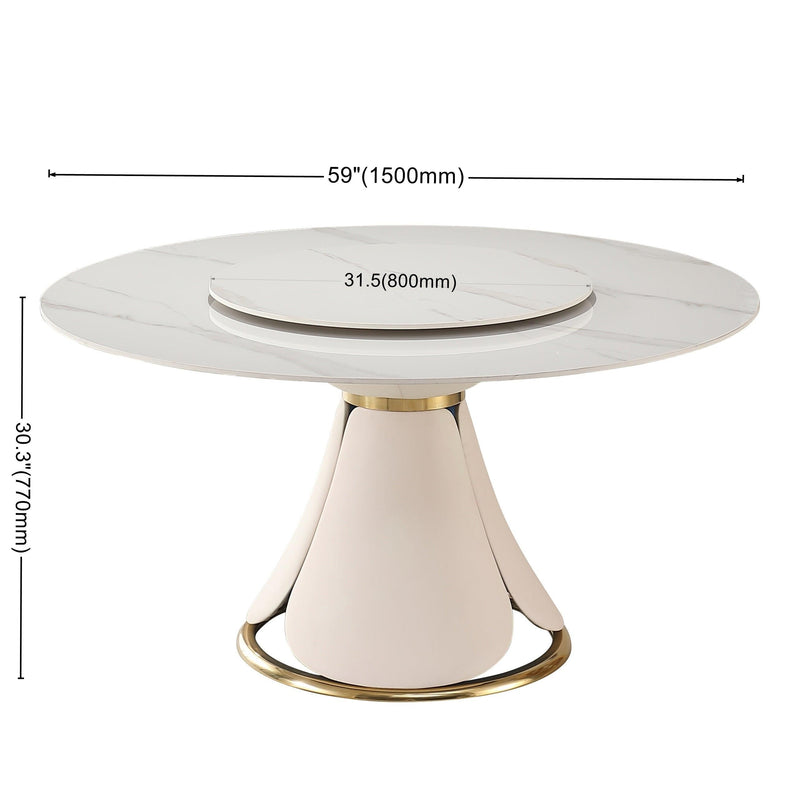 59.05"Modern Sintered stone dining table with 31.5" round turntable for 8 person with wood and metal exquisite pedestal - Urban Living Furniture (Los Angeles, CA)