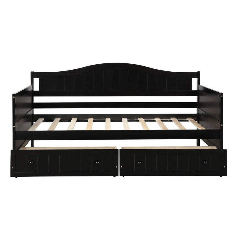 Twin Wooden Daybed with 2 drawers, Sofa Bed for Bedroom Living Room,No Box Spring Needed,Espresso - Urban Living Furniture (Los Angeles, CA)