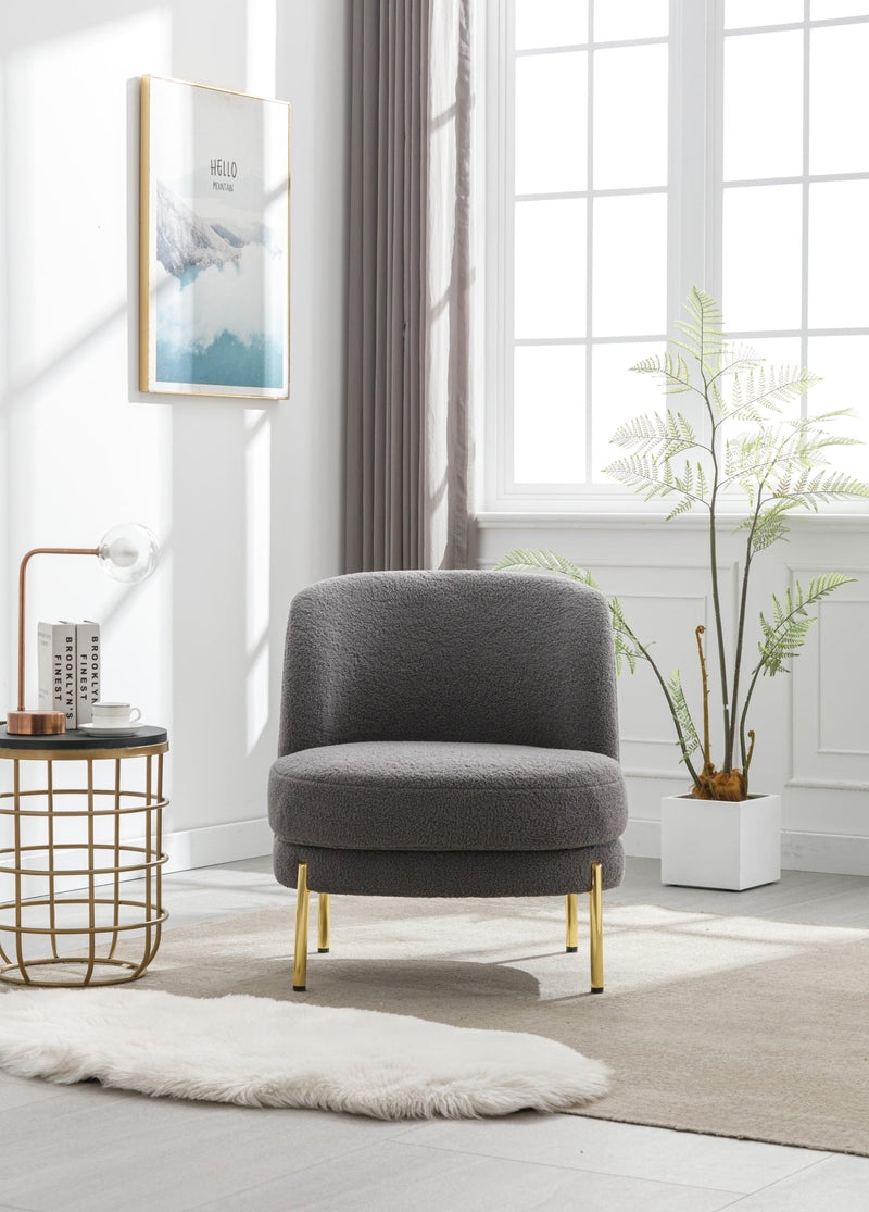 28.4"W Accent Chair Upholstered Curved Backrest Reading Chair Single Sofa Leisure Club Chair with Golden Adjustable Legs For Living Room Bedroom Dorm Room (Gray Boucle) - Urban Living Furniture (Los Angeles, CA)