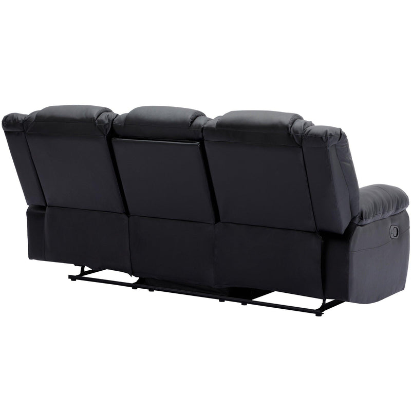 Home Theater Seating Manual Recliner with Center Console, PU Leather Reclining Sofa for Living Room,Black - Urban Living Furniture (Los Angeles, CA)