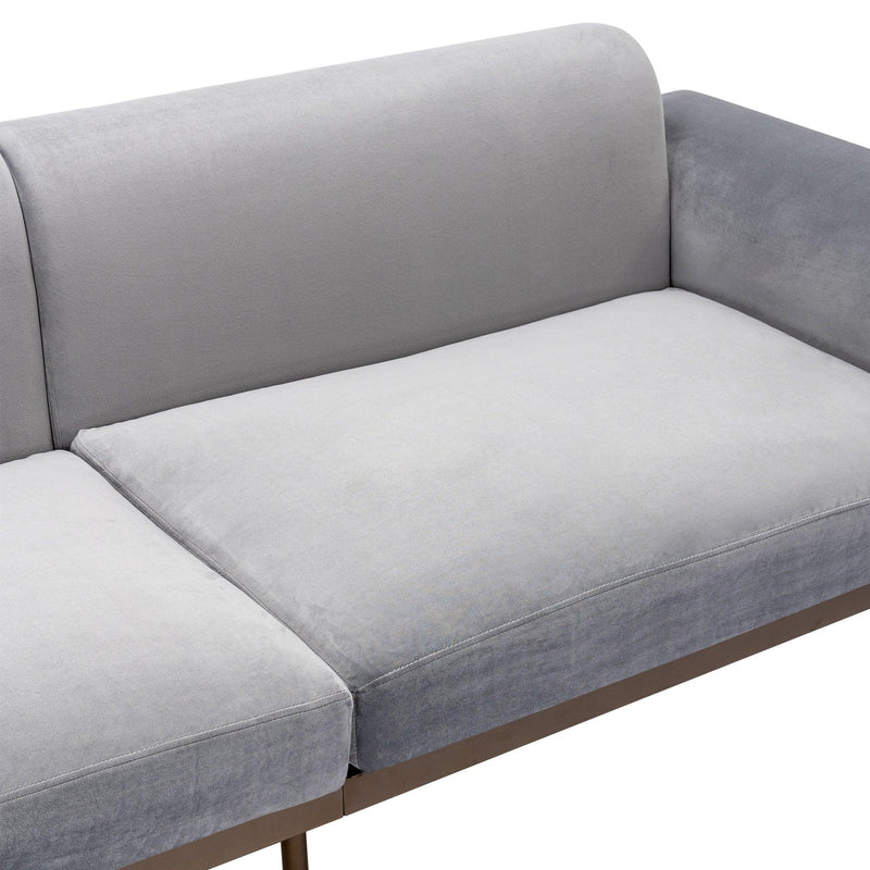 Modern Velvet Sofa with Metal Legs,Loveseat Sofa Couch with Two Pillows for Living Room and Bedroom,Grey - Urban Living Furniture (Los Angeles, CA)