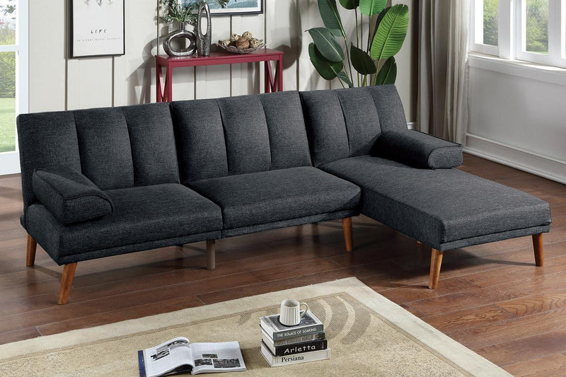 Black Polyfiber Sectional Sofa Set Living Room Furniture Solid wood Legs Plush Couch Adjustable Sofa Chaise - Urban Living Furniture (Los Angeles, CA)